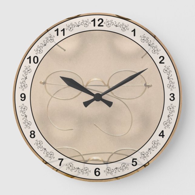 Reloj Redondo Grande Optometrista - Marcos de oro sencillos (Anverso)