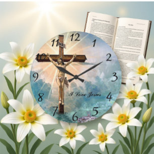 Reloj Redondo Grande Oración de Jesús Cristiano