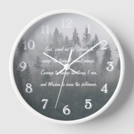 Reloj Redondo Grande Oración de la Serenidad Bosque Brumoso