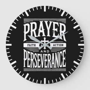 Reloj Redondo Grande Oración y perseverancia - Fe, rizo, éxito