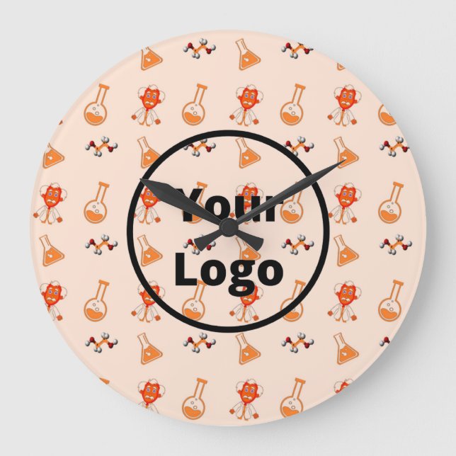 Reloj Redondo Grande Orange chemical business pattern (Anverso)