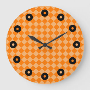 Reloj Redondo Grande Orange Combination Diamond Pattern by STaylor