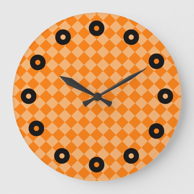 Reloj Redondo Grande Orange Combination Diamond Pattern by STaylor (Anverso)