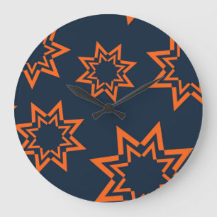 Reloj Redondo Grande Orange, cool, trendy, playful star shape pattern