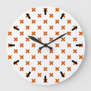 Reloj Redondo Grande Orange cross stitches on white