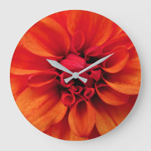 Reloj Redondo Grande Orange Dahlia Acrylic Wall Clock