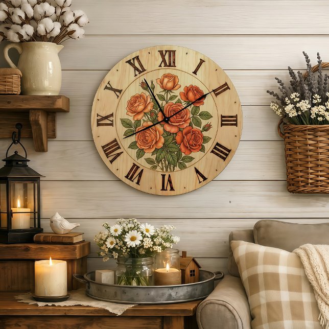 Reloj Redondo Grande Orange Garden Flowers Wall Clock (Subido por el creador)
