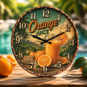 Reloj Redondo Grande Orange Juice Kitchen