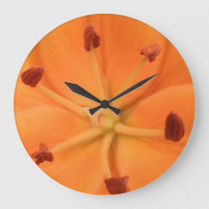 Reloj Redondo Grande Orange Lily Floral Wall Clock