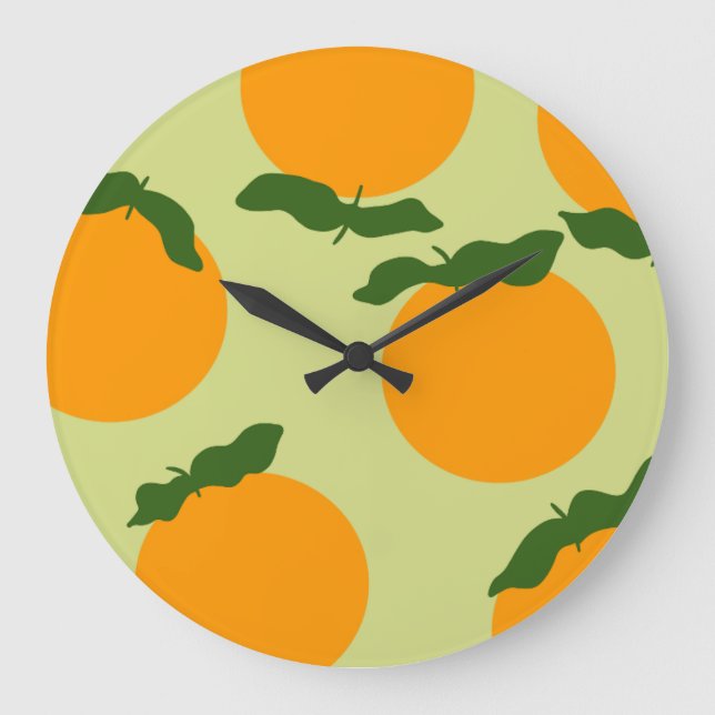 Reloj Redondo Grande Orange pattern design (Anverso)