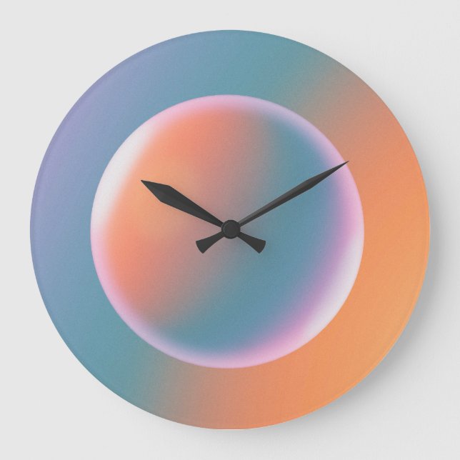 Reloj Redondo Grande Orange, Pink and Blue Gradient Large Clock (Anverso)