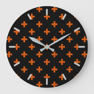 Reloj Redondo Grande Orange polka crosses on black