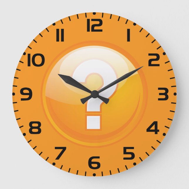 Reloj Redondo Grande Orange Question Mark Bold Modern Symbol (Anverso)
