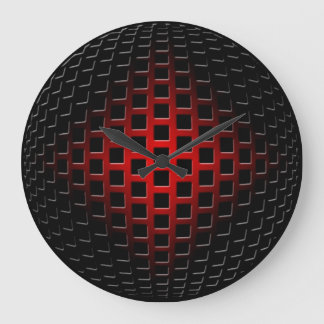 Reloj Redondo Grande Orb Metalizado 3D (negro y rojo)