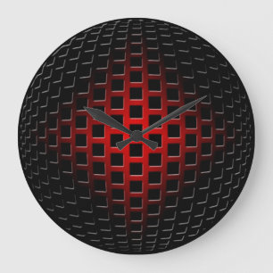 Reloj Redondo Grande orbe metalizado 3D (negro y rojo)