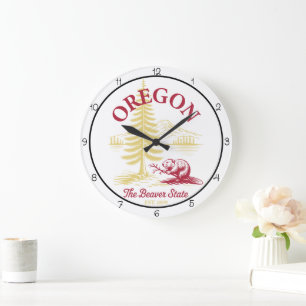 Reloj Redondo Grande Oregon Naturaleza del Estado de Castor