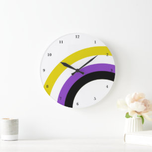 Reloj Redondo Grande Orgullo arcoiris no binario personalizado