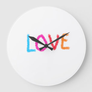 Reloj Redondo Grande Orgullo de amor arcoíris acuarela LGBTQ Junio mode