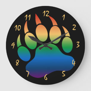 Reloj Redondo Grande Orgullo Gay Bear Negro
