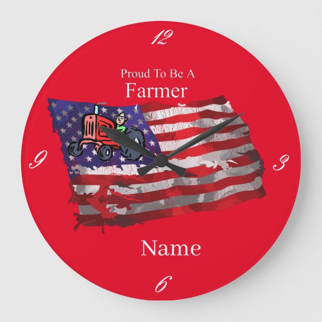 Reloj Redondo Grande Orgullosa bandera patriótica de Thunder_Cove (Anverso)