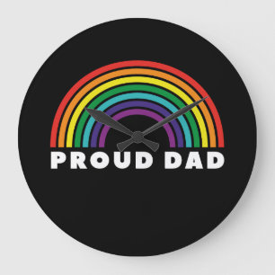 Reloj Redondo Grande Orgulloso padre arcoiris