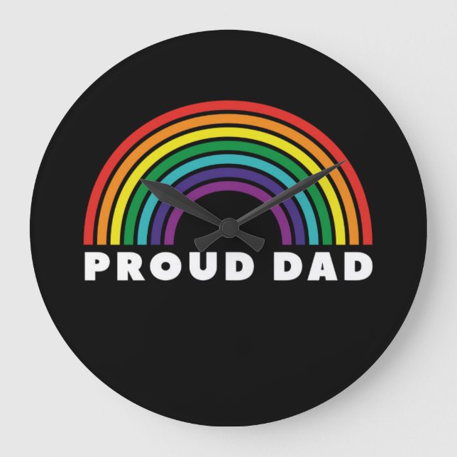 Reloj Redondo Grande Orgulloso padre arcoiris (Anverso)