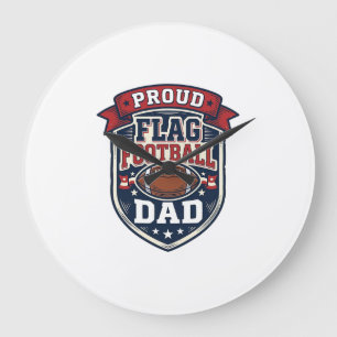 Reloj Redondo Grande Orgulloso Papá de Fútbol Americano Insignia Patrió