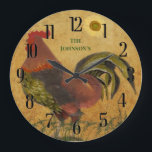 RELOJ REDONDO GRANDE ORGULLOSO RÚSTICO ROOSTER AMERICANA<br><div class="desc">Me encanta esta foto y este gallo. Tengo la foto en la pared de mi sala de estar en la ciudad de Nueva York — así que no importa dónde vivas, si te enamoras de esta fotografía artística. También puede hacer una idea de regalo única para otra granja rural o...</div>