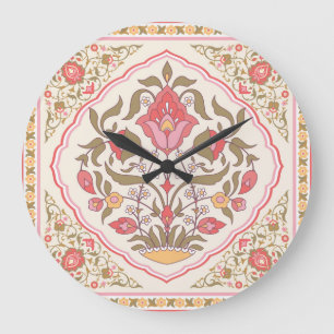 Reloj Redondo Grande Oriental Ornate: Diseño Floral.