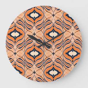 Reloj Redondo Grande Oriental Seamless: Ornamento Naranja negro