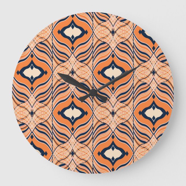 Reloj Redondo Grande Oriental Seamless: Ornamento Naranja negro (Anverso)