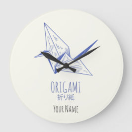 Reloj Redondo Grande Origami Art Japonés Doble Art Retro Crane