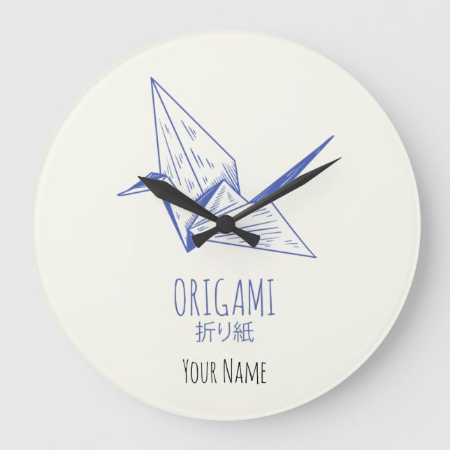 Reloj Redondo Grande Origami Art Japonés Doble Art Retro Crane (Anverso)