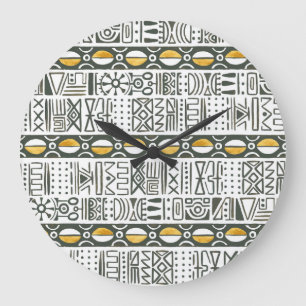Reloj Redondo Grande Origen étnico africano, acuarela sin fisuras.