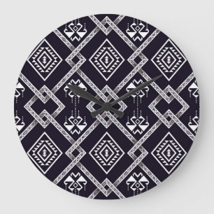 Reloj Redondo Grande Origen étnico oriental, tradicional sin costura.