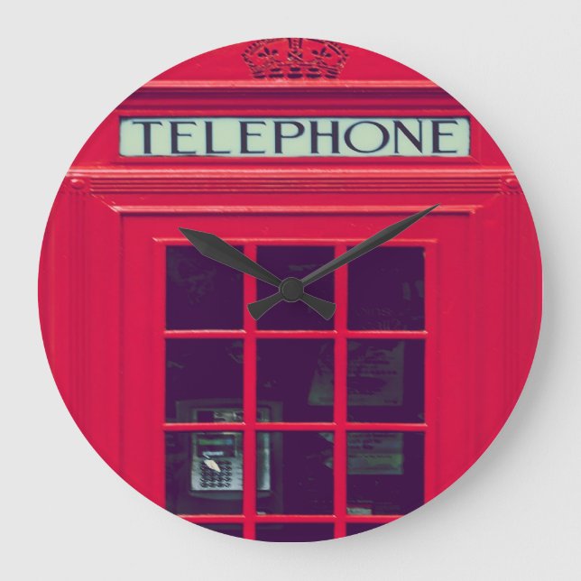 Reloj Redondo Grande Original british phone box (Anverso)