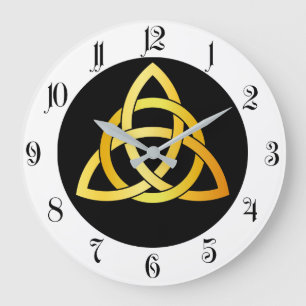 Reloj Redondo Grande Original Triquetra círculo nudo celeste Irlanda or