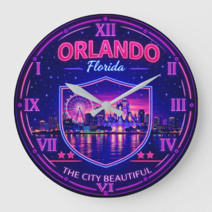 Reloj Redondo Grande Orlando Florida Skyline