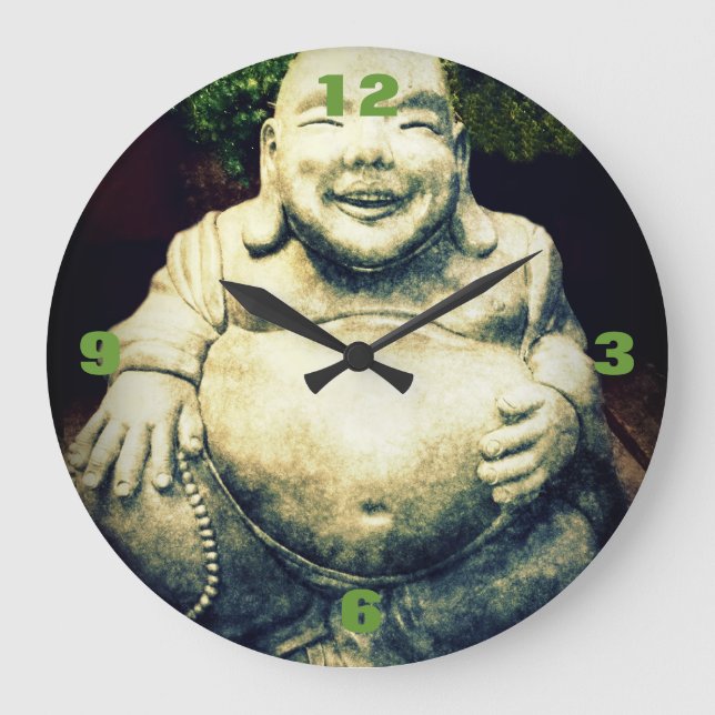 Reloj Redondo Grande Ornamento Belly de Stone Buddha (Anverso)