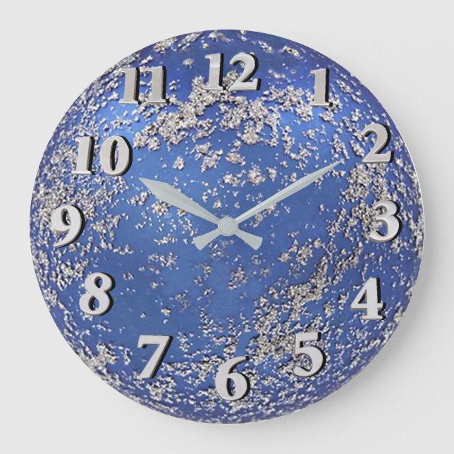 Reloj Redondo Grande Ornamento con tracción azul y plateado (Anverso)