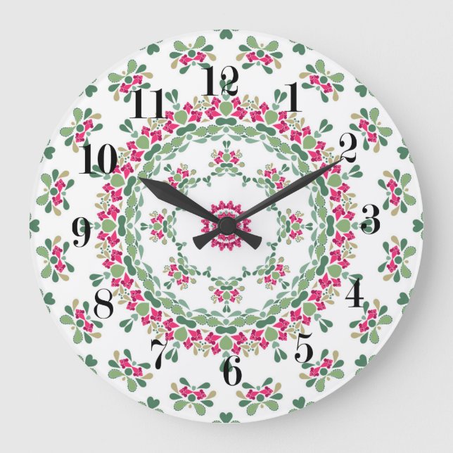 Reloj Redondo Grande Ornamento floral (Anverso)
