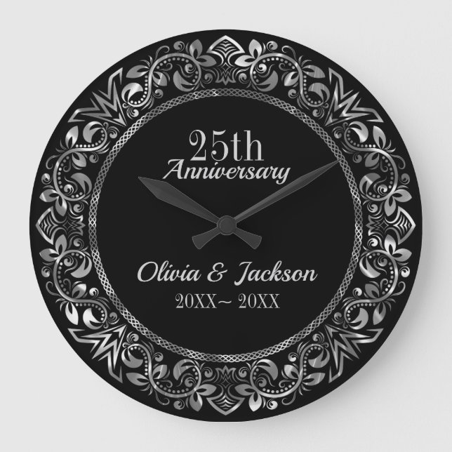 Reloj Redondo Grande Ornamento floral (Anverso)