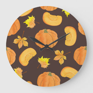 Reloj Redondo Grande Ornamento floral de unicornio: patrón sin foco