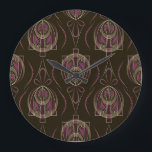 Reloj Redondo Grande Ornamento geométrico del Art Deco Antiguo<br><div class="desc">Bonito adorno de estampado de arte deco sin igual. Diseño de fondo geométrico. Textura repetitiva vintage. Descubra el encanto de los antiguos patrones art deco en esta colección. ¡Déjate inspirar por el encanto del antiguo art deco! Belleza geométrica en rojo y negro vintage. patrón, decoración, geométrica, hermosa, adorno, ilustracion, joyería,...</div>