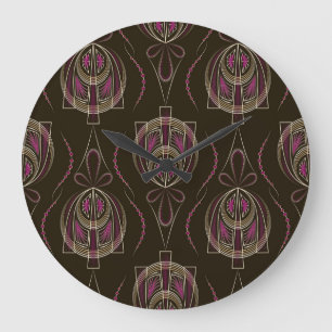 Reloj Redondo Grande Ornamento geométrico del Art Deco Antiguo