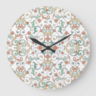 Reloj Redondo Grande Ornamento oriental de arte de línea de época
