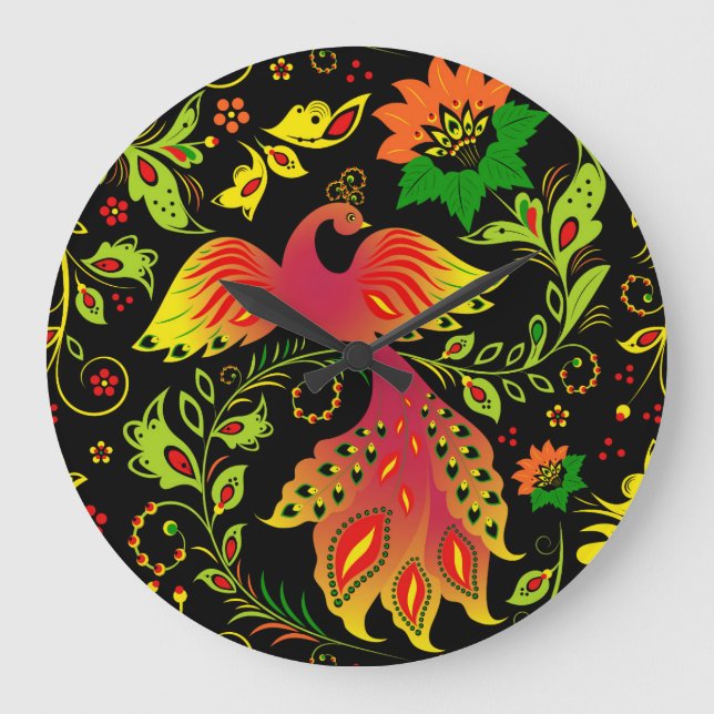 Reloj Redondo Grande Ornamento ruso nativo (Anverso)