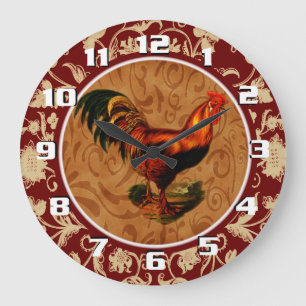 Reloj Redondo Grande Ornate and Elegant Rustic Country Rooster