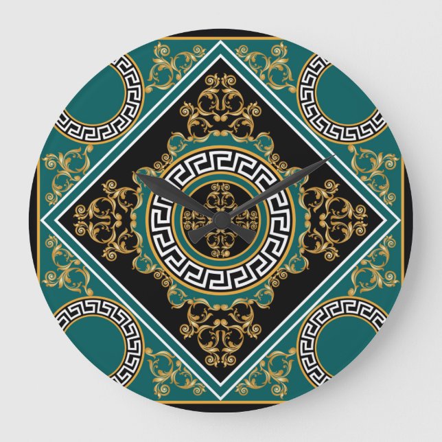 Reloj Redondo Grande Oro barroco: Elegancia negra (Anverso)