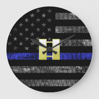 Reloj Redondo Grande (Oro) Capitán Bandera de Línea Azul delgada con pr